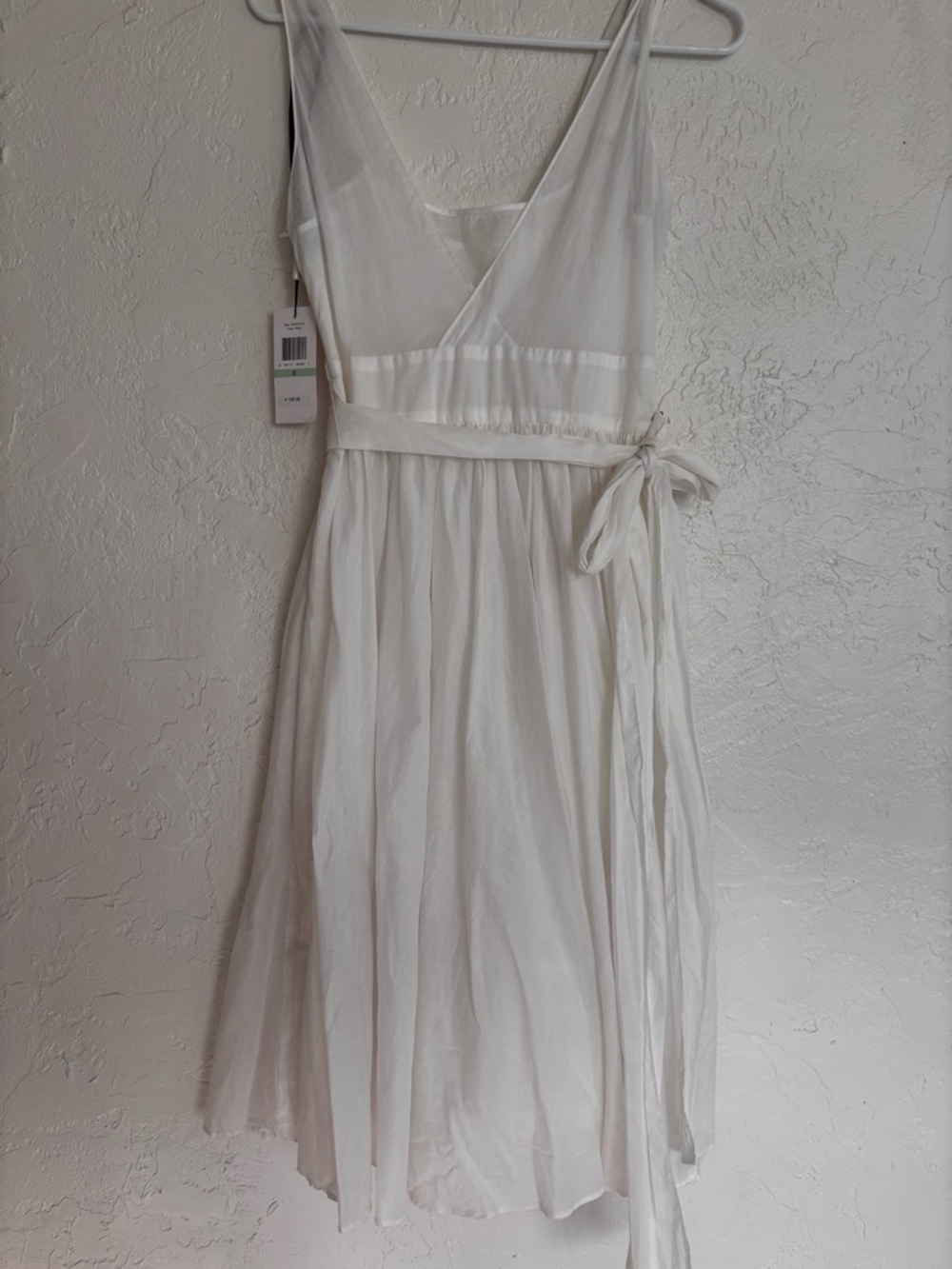 Calvin Klein White Wrap Dress Tie Waist Sleeveless Size 8 Midi - Picture 9 of 11